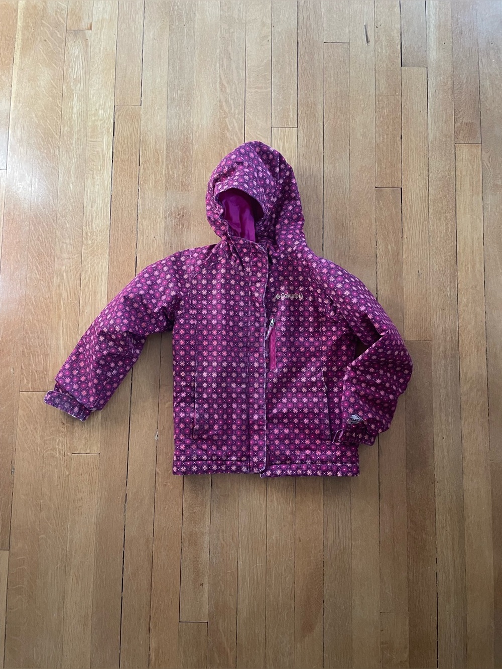 Columbia Girls Pink Floral Hooded Winter Jacket